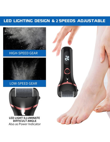 Removedor de Callos Eléctrico Geopu, Kit Pedicura 3 Rodillos