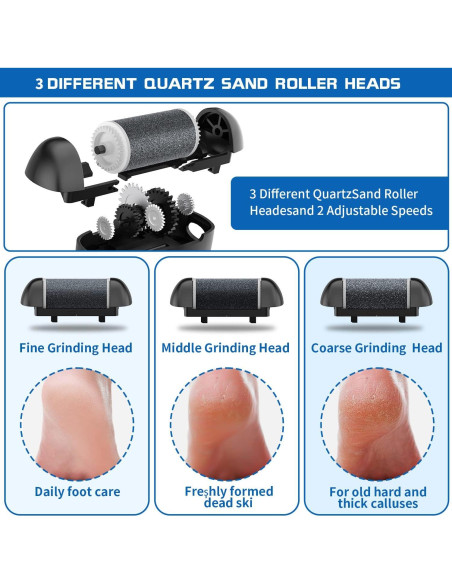 Removedor de Callos Eléctrico Geopu, Kit Pedicura 3 Rodillos