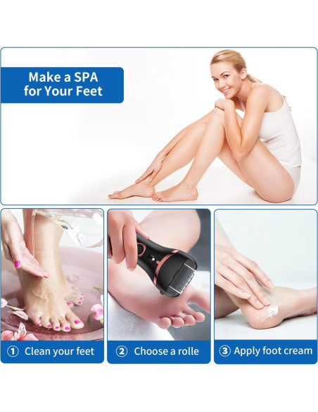 Removedor de Callos Eléctrico Geopu, Kit Pedicura 3 Rodillos