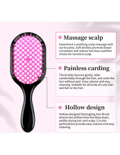 Cepillo Desenredante Rosa y Morado - Paquete de 2 Unidades 2