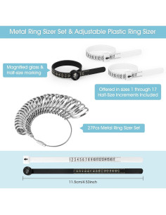 Medidor de Tamaño de Anillo NuLink Acero Inoxidable 27 Pcs 2