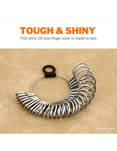 Herramienta de Medición de Dedos Splenor - 29 Anillos de Acero