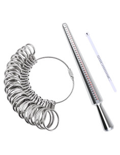 Medidor de Tamaño de Anillo Aubeco 27 Piezas Acero Inoxidable