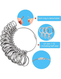 Medidor de Tamaño de Anillo Aubeco 27 Piezas Acero Inoxidable 2
