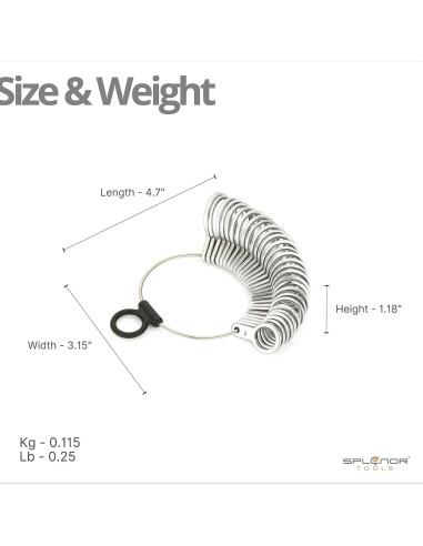 Herramienta de Medición de Dedos Splenor - 29 Anillos de Acero