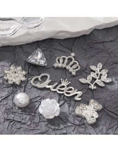 24 Encantos Brillantes para Zapatos Plata - Joyería Decorativa