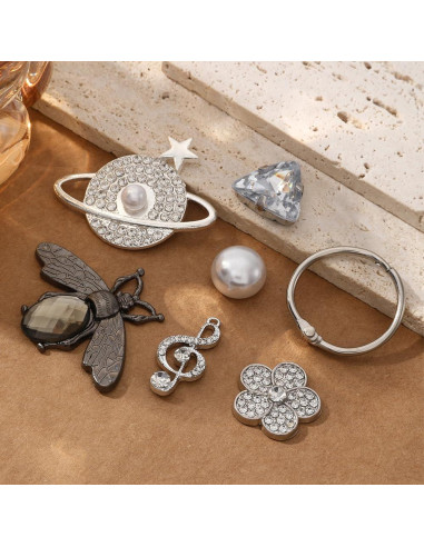 24 Encantos Brillantes para Zapatos Plata - Joyería Decorativa