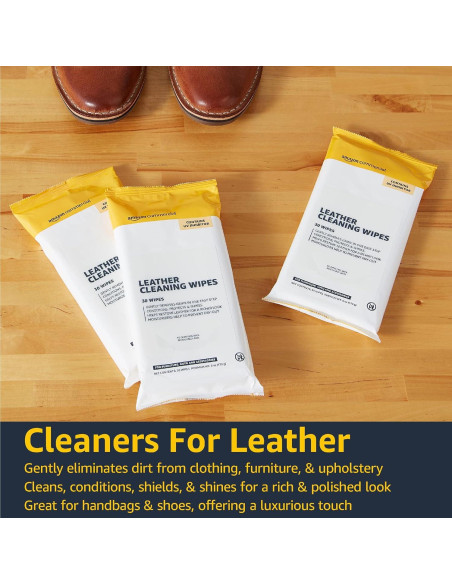 Toallitas de limpieza de cuero AmazonCommercial 120 unidades Toallitas de limpieza de cuero AmazonCommercial 120 unidades
