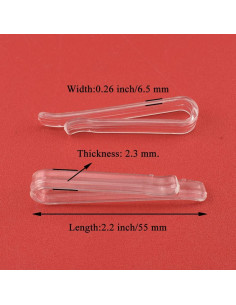 Clip de Plástico Transparente HAHIYO 60 Pcs 55 mm Sin Dientes 2