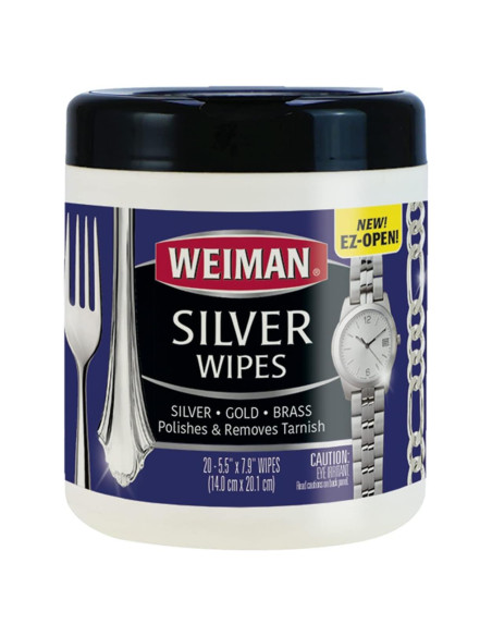 Toallitas Limpiadoras Weiman para Joyas - 20 Unidades - Plata, Oro, Cobre
