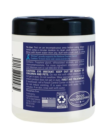 Toallitas Limpiadoras Weiman para Joyas - 20 Unidades - Plata, Oro, Cobre