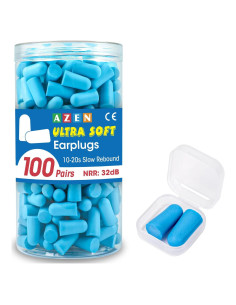 Tapones para los Oídos AZEN 100 Pares Espuma NRR 32dB Azul Lago