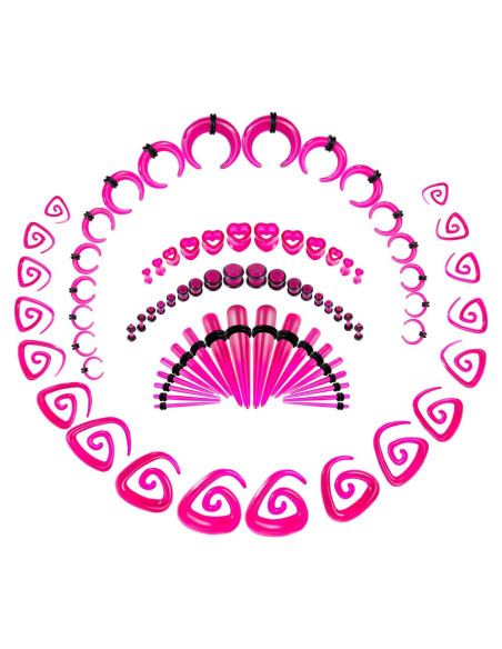 Kit de Estiramiento de Orejas ONESING 84 Piezas 14G-00G Acrílico Kit de Estiramiento de Orejas ONESING 84 Piezas 14G-00G Acrílico