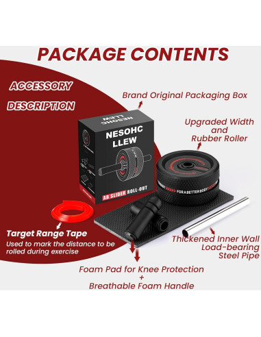 Rueda de Abdominales NESOHC-LLEW 3.4" Mejorada, 222 kg