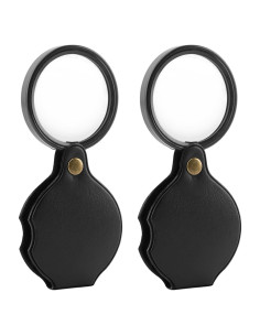 Lupa de bolsillo 20X QKDS, 2 piezas, portátil y plegable