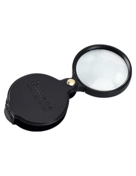 Lupa Mini 10X GDQLCNXB Plegable con Funda de Cuero 60mm