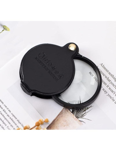 Lupa Mini 10X GDQLCNXB Plegable con Funda de Cuero 60mm