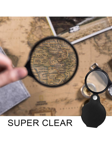 5 Mini Lupas de Bolsillo Awpeye 10X con Funda de Cuero