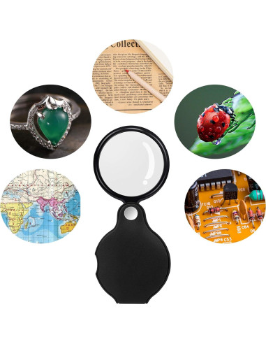 5 Mini Lupas de Bolsillo Awpeye 10X con Funda de Cuero