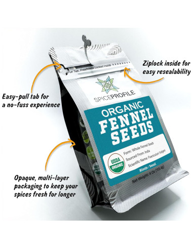 Semillas de Hinojo Orgánicas USDA 113.4g - Sabor Dulce y Aromático