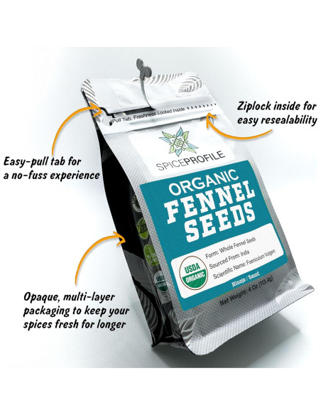Semillas de Hinojo Orgánicas USDA 113.4g - Sabor Dulce y Aromático