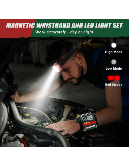 Banda Magnética para Muñeca UUP con Luz LED y 15 Imanes