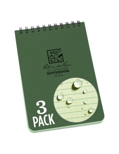 Cuaderno Espiral Impermeable Rite In The Rain Verde 4x6" Paquete de 3