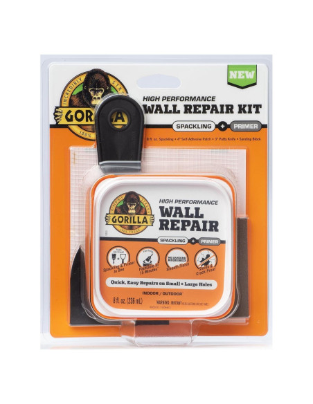 Kit de Reparación de Paredes Gorilla 8 Oz Masilla + Imprimador