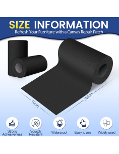 Cinta de Reparación de Lona Autoadhesiva Sgooyir 10.16x200.66cm Negra 2