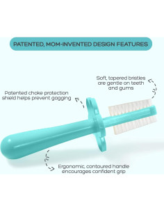 Cepillo de Dientes para Bebés Grabease Doble Cara Verde Azulado 2