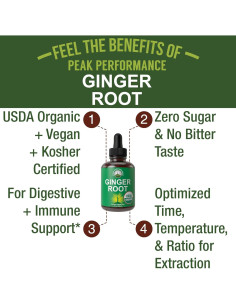 Extracto de raíz de jengibre orgánico Peak Performance 132g 2