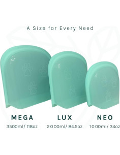 Bolsas de Silicona Reutilizables SnapPack 3-Pack Teal 1000ml 2000ml 3500ml 2