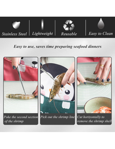Herramienta de Limpieza de Camarones LXLVOUEG Acero Inoxidable