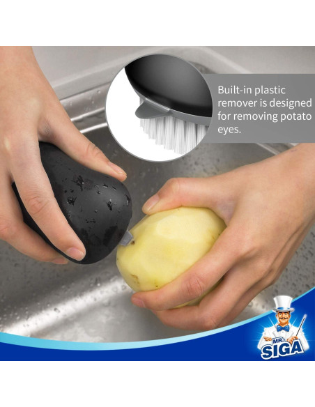 Cepillo de Limpieza de Frutas y Verduras MR.SIGA - Paquete de 2, Negro