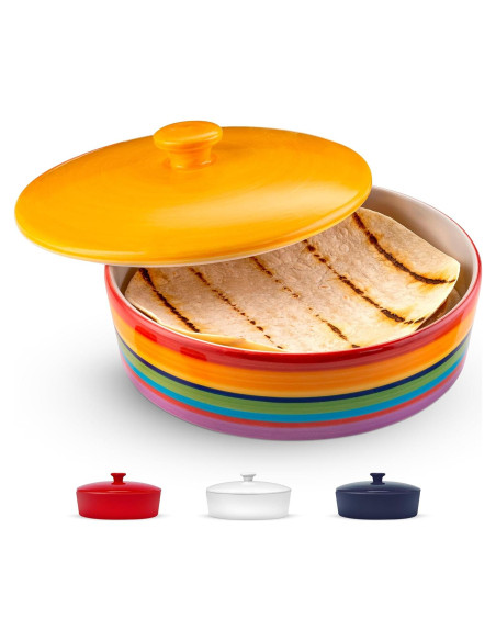 Calentador de Tortillas KooK Cerámica Pintada 21.6 cm Arcoíris