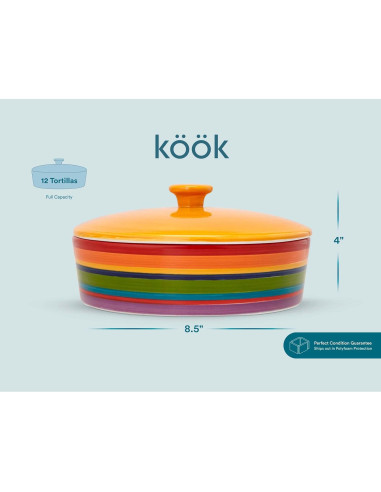 Calentador de Tortillas KooK Cerámica Pintada 21.6 cm Arcoíris