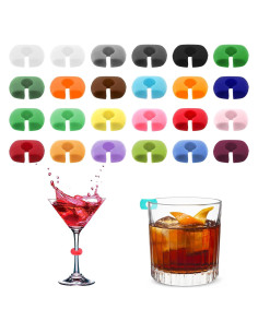 24 Marcadores de Vino de Silicona Multicolor Psyqtsuary