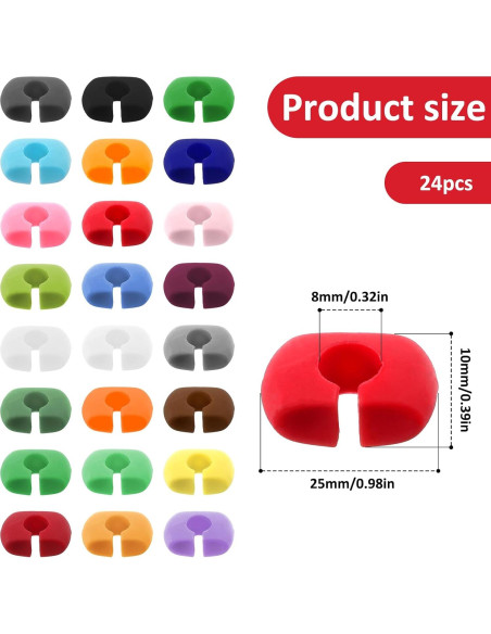 24 Marcadores de Vino de Silicona Multicolor Psyqtsuary