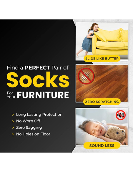 16 Calcetines Protectores de Silla IAMZAY Negros Antideslizantes