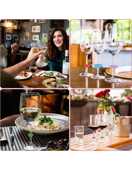 24 Marcadores de Vino de Silicona Multicolor Psyqtsuary