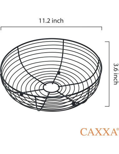 Canasta de Frutas CAXXA de Alambre Negro 28.4 cm - Diseño Moderno