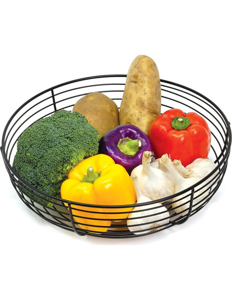 Canasta de Frutas CAXXA de Alambre Negro 28.4 cm - Diseño Moderno