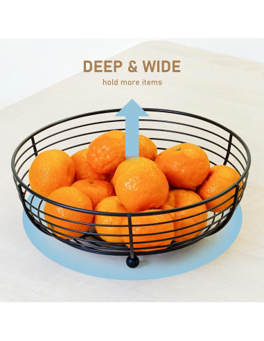 Canasta de Frutas CAXXA de Alambre Negro 28.4 cm - Diseño Moderno