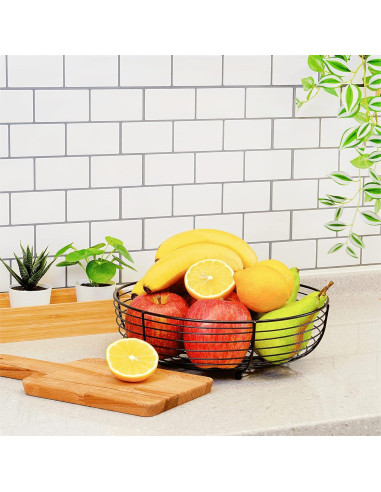 Canasta de Frutas CAXXA de Alambre Negro 28.4 cm - Diseño Moderno