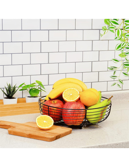 Canasta de Frutas CAXXA de Alambre Negro 28.4 cm - Diseño Moderno