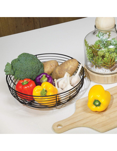 Canasta de Frutas CAXXA de Alambre Negro 28.4 cm - Diseño Moderno