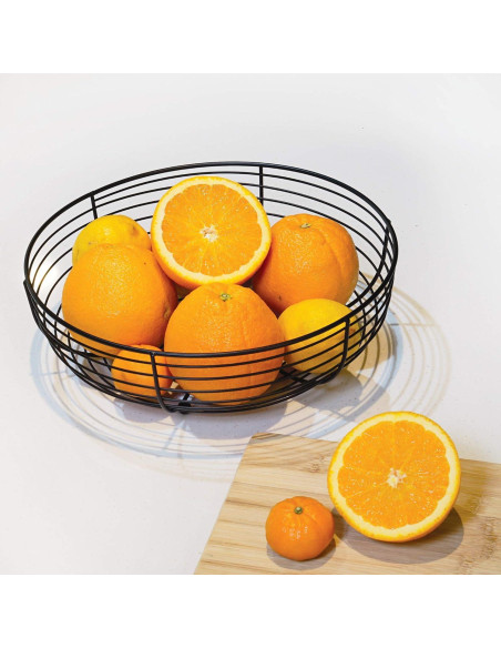 Canasta de Frutas CAXXA de Alambre Negro 28.4 cm - Diseño Moderno