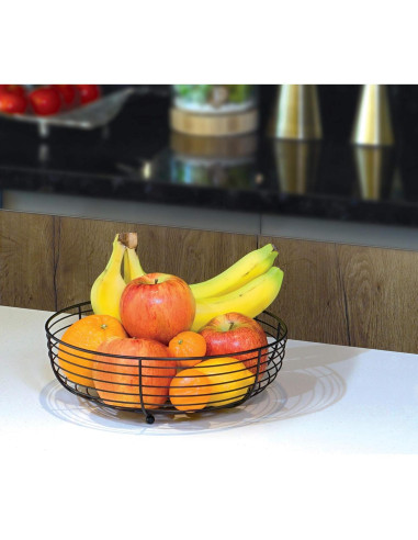 Canasta de Frutas CAXXA de Alambre Negro 28.4 cm - Diseño Moderno