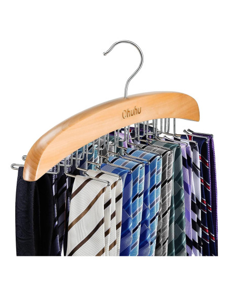 Perchero para Corbatas Ohuhu 24 Ganchos Madera Clara 360