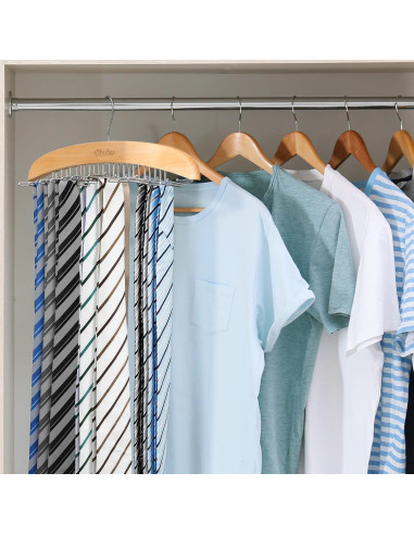 Perchero para Corbatas Ohuhu 24 Ganchos Madera Clara 360